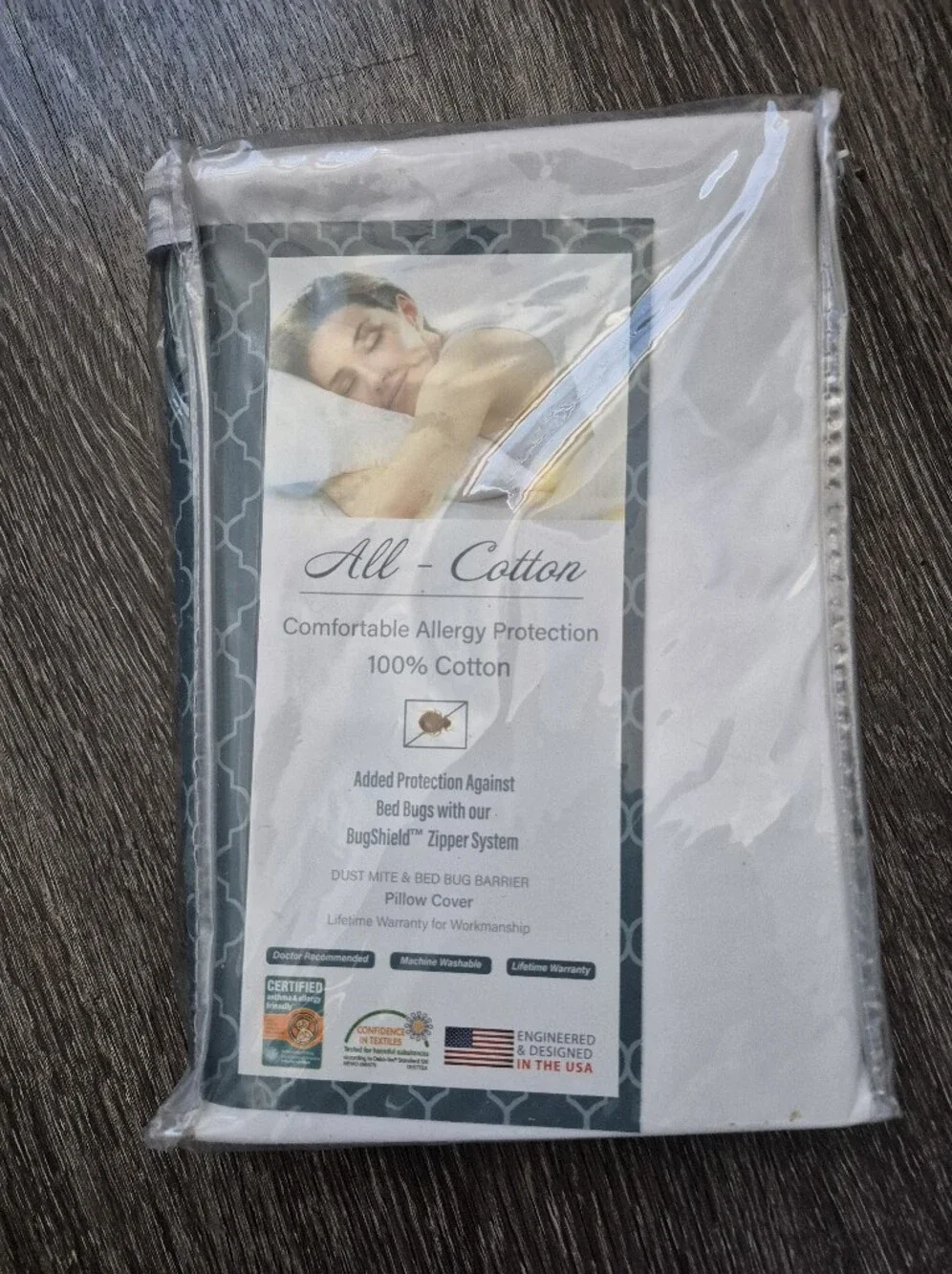 All-Cotton Allergy Protector Pillow Cover - White